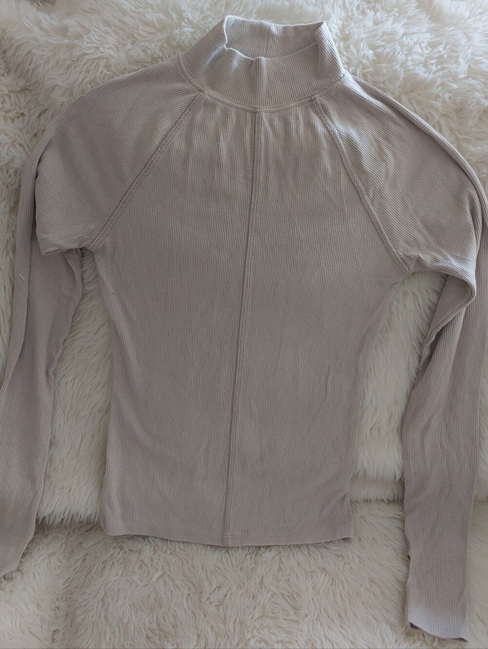Joah Brown Ribbed Mock Neck Long-Sleeve Top S/M - Picture 6 of 6